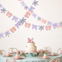 Pastel Butterfly and Dragonfly Party Decorations Hanging Butterfly Garland Sprin