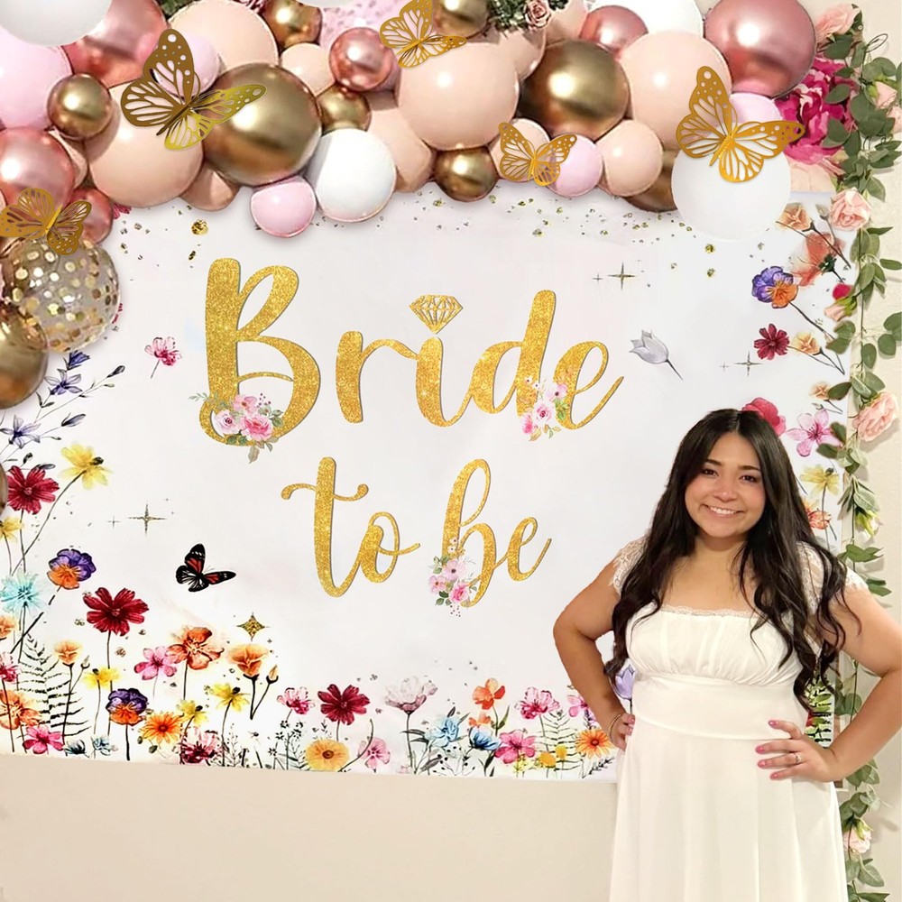 Bride To Be Backdrop Wildflower Bridal Shower Spring Floral Wedding Decor