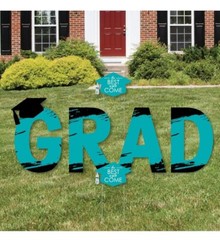 Big Dot of Happiness Teal Graduation Party Yard Signs Outdoor Lawn Decorations
