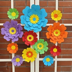 Rainbow Fiesta Decorations Multi-Color Paper Flower for Birthday Wedding Rain…