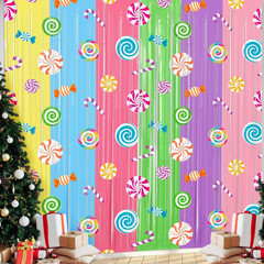 4 Packs Candyland Party Decorations 3.3 X 6.6 Ft Candy Foil Fringe Curtain Dark