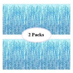 2 Pack Teal Blue Shiny Wavy Tinsel Foil Fringe Table Skirts Table Decorations