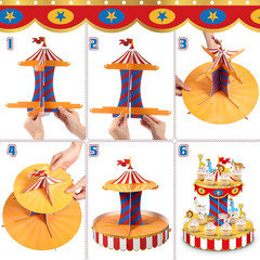 Carnival Circus Cupcake Stand Party Decorations with 24 Cupcake Toppers Circu…