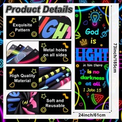 4 Pack VBS Bible Verse Banner Set Welcome to Decor 24×73 Inch Neon Light Chri…
