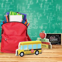 3 Pcs Back to School Table Decoration Wood Apple Book Bus Block Sign Back to …