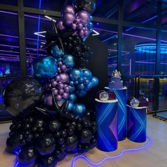Blue Purple Balloon Garland Arch Kit, 104 PCS Metallic Purple Blue Black and …