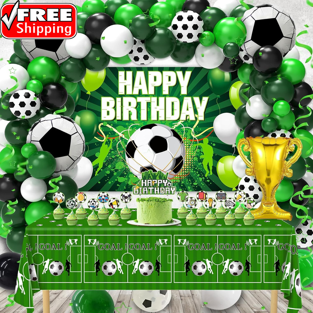 Soccer Party Decorations, 122Pcs World Soccer Birthday Party Decorations Supplie