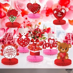 KatchOn, Valentines Day Centerpiece for Table – Pack of 9 | Red, Red and Pink