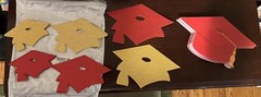 Graduation Red Gold Glitter Assorted Cutouts Random Qty -Paper Grad Decoration