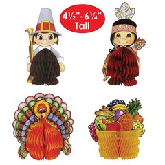 Beistle 4 Piece Thanksgiving Decorations Mini Pilgrim And Turkey Table…