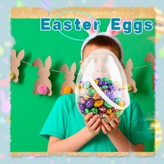6 Pcs 10 Inch Transparent Easter Eggs with Handles Giant Clear Easter Egg Jum…
