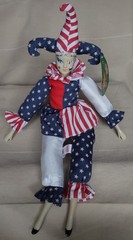Patriotic Combo – 12″ Tinsel Puppy & 18″ Sugar Loaf Jester Clown Doll Plush
