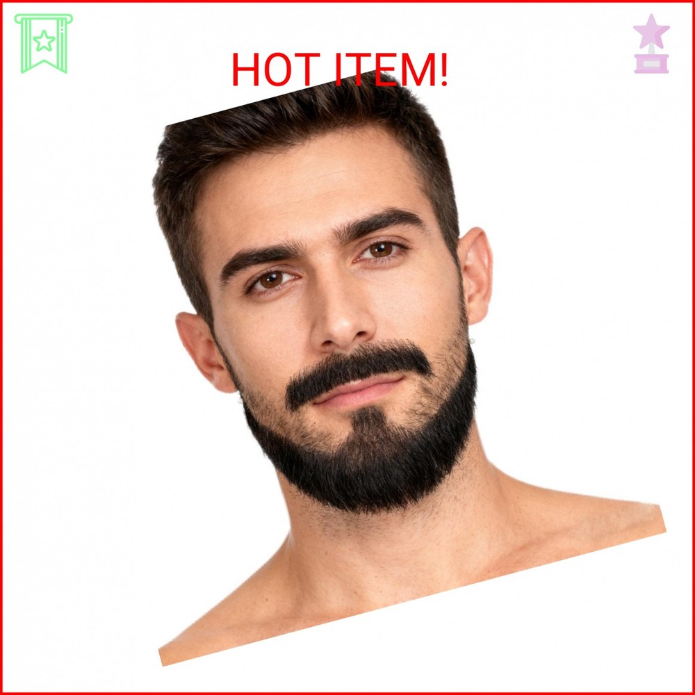 Fake Beard and Mustache Set, Realistic Black Facial Hair, Fake Beard for Men,Nat