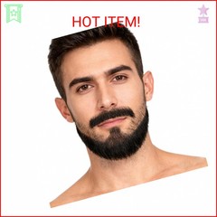 Fake Beard and Mustache Set, Realistic Black Facial Hair, Fake Beard for Men,Nat