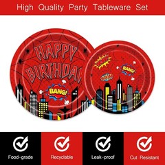 Spiderman Web Themed Birthday Disposable Tableware (Plates, Napkins, Forks)