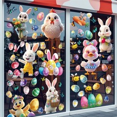 3D Easter Window Clings – 9 Sheets Bright Double-Sided 78Pcs Bunny & Egg Window