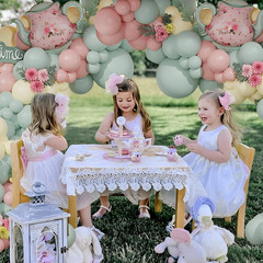 Tea Party Decorations 139Pcs Pastel Tea Party Balloon Arch Garland Kit with Pink