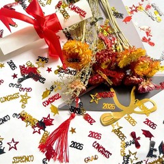 1000 PCS Red Gold Black Graduation Table Confetti Centerpiece Class Of 2026