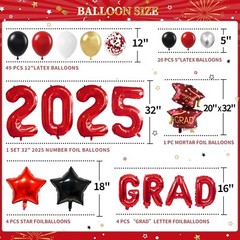 Party Spot！125 PCS Red and Black Graduation Party Decorations 2025 Graduation…
