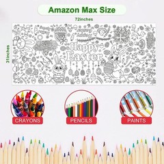Easter Giant Coloring Poster/Tablecloth – Easter Crafts for Kids – 30 x 72 In…