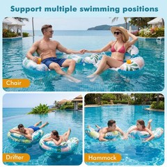 3 Pack Pool Floats Adult, Pool Floaties with Two Cup Holders & Handles, Infla…