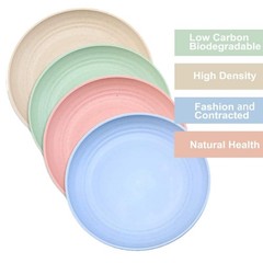 9 Inch Unbreakable Wheat Straw Plates – Reusable Plate Set – Plate-9in, Pink