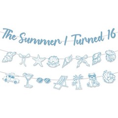 The Summer I Turned 16 Decorations – 3 Pcs Blue Coastal 16th Birthday Banner …