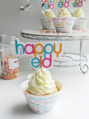 Happy Eid Mubarak Font Cupcake Wrapper and Topper (Pack of 8)