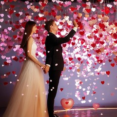 Valentine’s Day Glitter Heart Confetti Bulk – 1600PCS Red, Silver & Rose Gold…