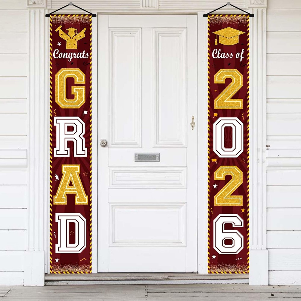 Maroon and Gold Graduation Decorations Class 72×11.8 inches,