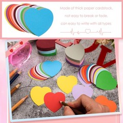 600 PCS 2 Inch Assorted Color Heart Paper Cutouts Cardstock Die Cuts Decor