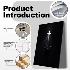 Framed Christian Wall Art Redemption Faith Poster Cross and Hands Black and W…