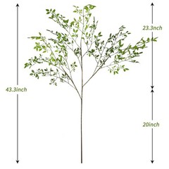 CEWOR 4pcs Artificial Plants Fake Greenery Branches for 43.3 inches, Green