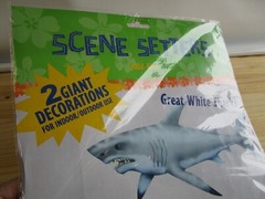 Great White SHARKS Scene Setter kids party wall BACKDROP fish ocean jaws