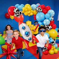 Cowboy and Space Birthday Decorations for Boys, Cartoon Theme Party Toy
