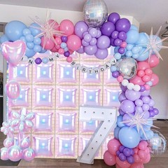 Iridescent Balloons Wall Square, 25Pcs Transparent Laser Foil Balloon Backdro…