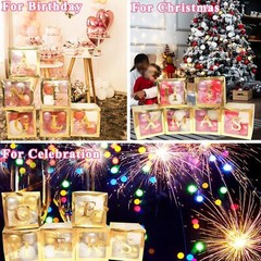 Baby Boxes with Letters, 6 Transparent Balloon 6 PCS, Golden Box