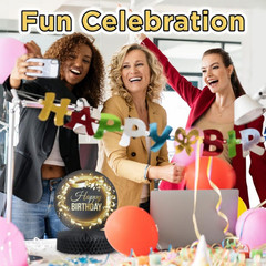 Happy Birthday Table Decoration Centerpieces – (4 Pack, Black & Rose Gold), Doub
