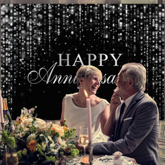 Happy Anniversary Backdrop Black Silver Anniversary Banner Cheers to Marriage