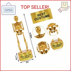 LOMIMOS 6pcs Halloween Best Costume Skeleton Trophy, Gold Skull Bone Contest Eve