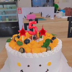 Number 2 Candles and Star Heart Birthday 2.76 Inch for 2, Red