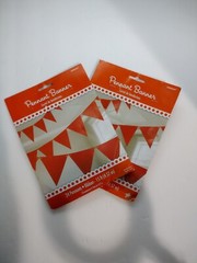 Party Decor Two Pack 24 Orange Pennant Ribbon – 15 ft (24 fanions each pack)