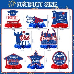 8 PCS 2025 Graduation Centerpieces, Tables, Congrats Grad, Honeycomb Toppers