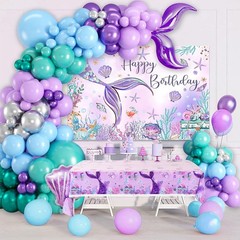 Mermaid Birthday Party Decorations – 105pcs Purple Mermaid Birthday Decoratio…