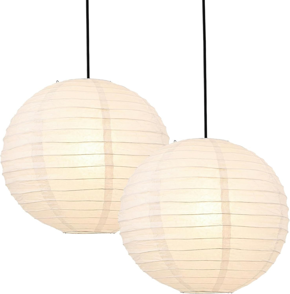 2Pcs round White Paper Lantern Lampshade, 12″X12» Chinese Japanese round Hangin