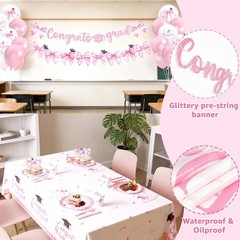 2026 Graduation Decorations – 214 Pcs Pink Bow Congrats Grad Party Decoration…
