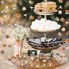 200 PCS Smore Fun To Be One Birthday Decorations Camping Theme Smores Confetti
