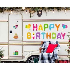 Happy Birthday Garage Decoration Magnet Stickers Magnet Decals Refrigerator 19pc