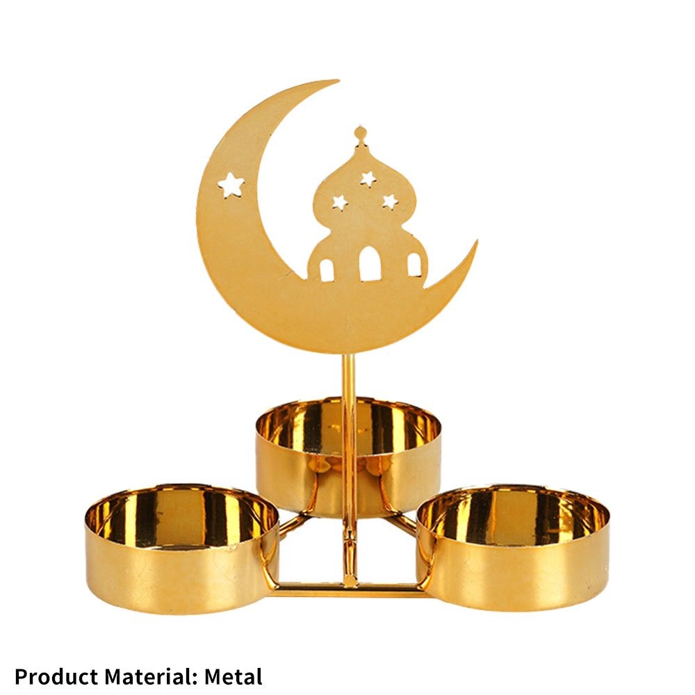 Eid Mubarak Candle Holder Metal Ramadan Home Decoration Table Ornament JQ