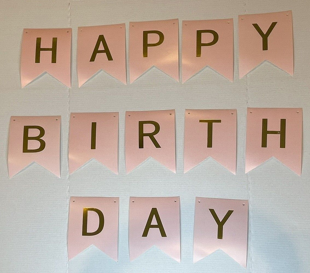 Happy Birthday Banner Pink & Gold